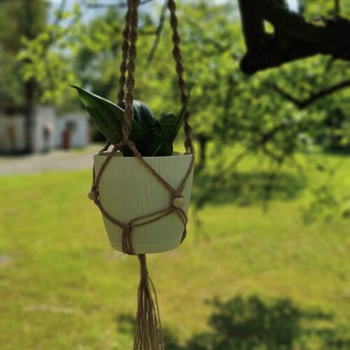 Kwietnik wiszący makrama jasny nr 4