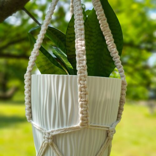 Kwietnik wiszący makrama jasny nr 3