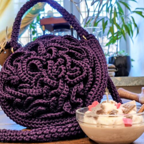 Torebka okrągła bakłażan